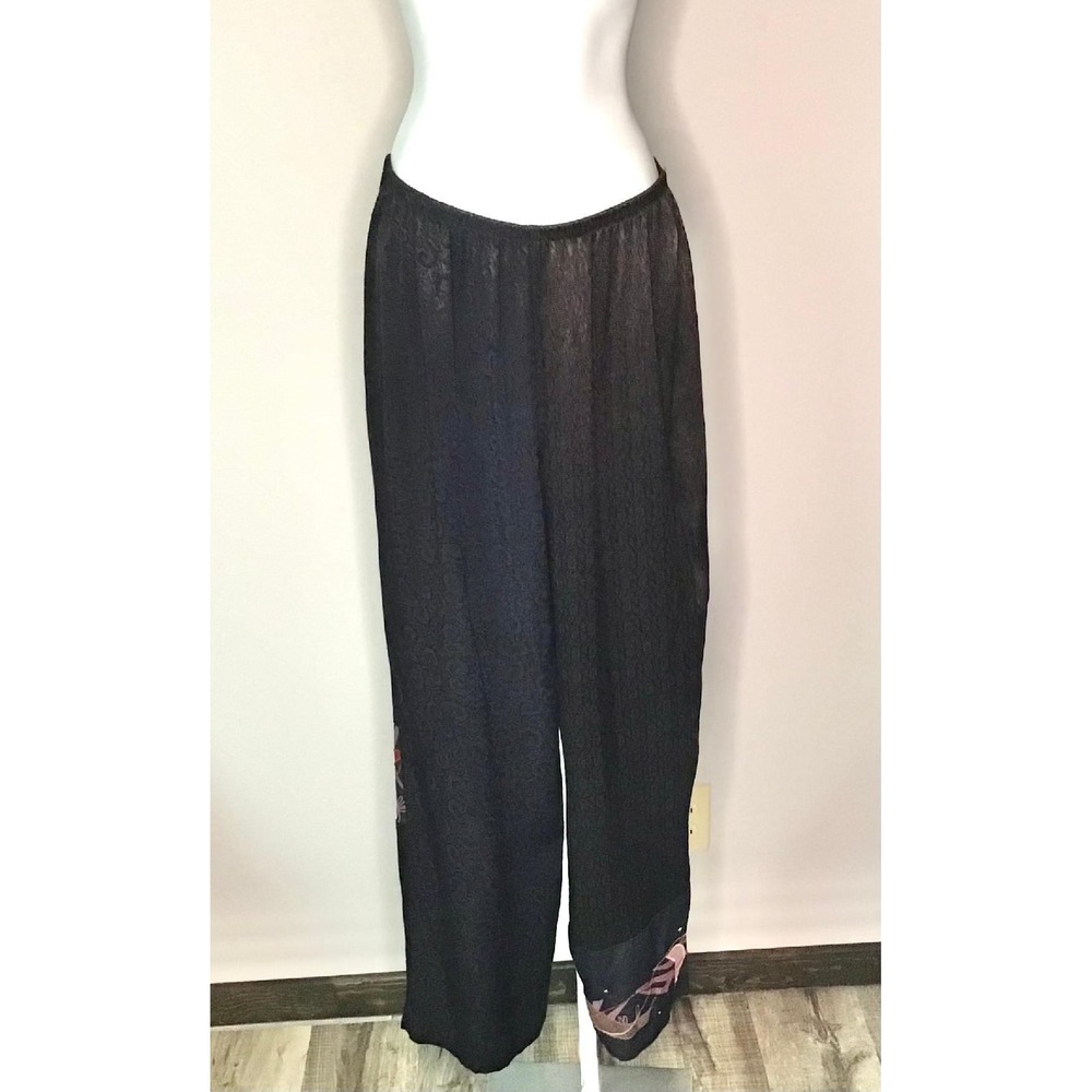 Origami Donna Jessica Mixed Texture Wide Leg Pants Womens L Resort Vacation Boho